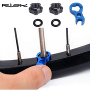 FnLune 1 Set Vacuum Tire Nozzle Lock Mountain Bike Presta Valve Nut with Install Wrench MTB Road Bicycle Tubeless Tire Valve Cap - FnLune