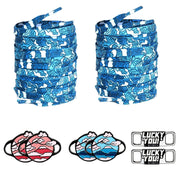 FnLune 100 120 140 Cherry Blossom Waves Lucky Blue Sky White Clouds Shoelace Shoe Buckle Gift Set Couple Gift Family Sharing Shoe Laces - FnLune