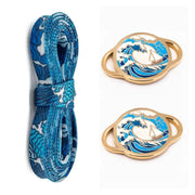 FnLune 100 120 140 Cherry Blossom Waves Lucky Blue Sky White Clouds Shoelace Shoe Buckle Gift Set Couple Gift Family Sharing Shoe Laces - FnLune