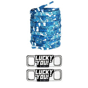 FnLune 100 120 140 Cherry Blossom Waves Lucky Blue Sky White Clouds Shoelace Shoe Buckle Gift Set Couple Gift Family Sharing Shoe Laces - FnLune