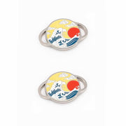 FnLune 100 120 140 Cherry Blossom Waves Lucky Blue Sky White Clouds Shoelace Shoe Buckle Gift Set Couple Gift Family Sharing Shoe Laces - FnLune