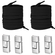 FnLune 1/2 Pair Rectangle Rectangle Elastic Laces No Tie Shoe Laces 8MM Wide Flat Shoelaces Without Ties Kids Adult Shoe Accessories - FnLune