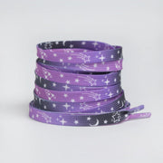 FnLune 120/140/160cm Stars Moon Sky Blue Smoke Purple Love Shoelaces Sneakers Flat Shoelaces - FnLune