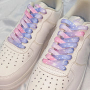 FnLune 120/140/160cm Stars Moon Sky Blue Smoke Purple Love Shoelaces Sneakers Flat Shoelaces - FnLune