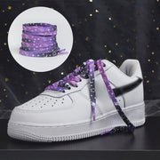 FnLune 120/140/160cm Stars Moon Sky Blue Smoke Purple Love Shoelaces Sneakers Flat Shoelaces - FnLune