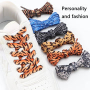 FnLune 1Pair Animal Pattern Shoelaces Flat AF1/AJ Sneakers Shoe laces Tiger/Snake/Leopard Print Shoelace 120/140/160CM Shoes Strings - FnLune