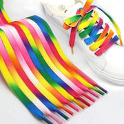 FnLune 1Pair Colorful Laces Rainbow Gradient Print Flat Canvas Shoe Lace Shoes Casual Chromatic Colour Shoelaces 80CM/100CM/120CM BC - 1 - FnLune