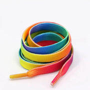 FnLune 1Pair Colorful Laces Rainbow Gradient Print Flat Canvas Shoe Lace Shoes Casual Chromatic Colour Shoelaces 80CM/100CM/120CM BC - 1 - FnLune