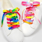 FnLune 1Pair Colorful Laces Rainbow Gradient Print Flat Canvas Shoe Lace Shoes Casual Chromatic Colour Shoelaces 80CM/100CM/120CM BC - 1 - FnLune