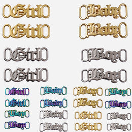 FnLune 1Pair DIY Letter Shoelaces Buckle Decorations Sneaker Kits Metal Lace Buckle - FnLune