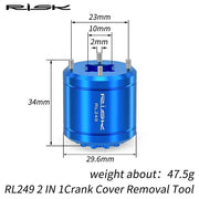 FnLune 2 In 1 Bicycle DUB Crankset Cover Removal Tool For XTR M9100 Bottom Bracket Crank Screw Removal Tool 3/8”Ratchet Wrench Set - FnLune