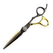 FnLune 440C 6 Inch Black Gold Diamond Flat Scissors - FnLune