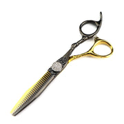 FnLune 440C 6 Inch Black Gold Diamond Flat Scissors - FnLune