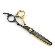 FnLune 440C 6 Inch Black Gold Patterned Hairdressing Scissors - FnLune