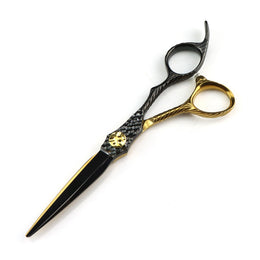 FnLune 440C 6 Inch Black Gold Patterned Hairdressing Scissors - FnLune