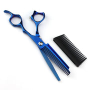FnLune 440C 6 Inch Blue With Comb Hairdressing Scissors - FnLune