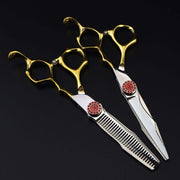 FnLune 440C 6 Inch Platinum Flat Scissors Hairdressing Scissors - FnLune