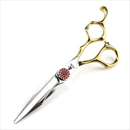 FnLune 440C 6 Inch Platinum Flat Scissors Hairdressing Scissors - FnLune