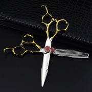 FnLune 440C 6 Inch Platinum Flat Scissors Hairdressing Scissors - FnLune