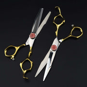 FnLune 440C 6 Inch Platinum Flat Scissors Hairdressing Scissors - FnLune