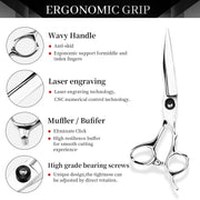 FnLune 440C 6.0 Inch Black Gem Double Sided Sword Hairdressing Scissors - FnLune