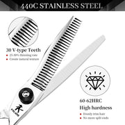 FnLune 440C 6.0 Inch Black Gem Double Sided Sword Hairdressing Scissors - FnLune