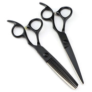 FnLune 440C 6.0 Inch Black Hairdressing Scissors Barber - FnLune