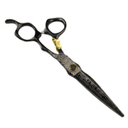 FnLune 440C 6.0 Inch Black Steel Tiger Handle Hairdressing Scissors Haircutting Scissors Dental Scissors Thinning Scissors - FnLune
