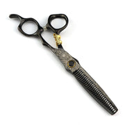 FnLune 440C 6.0 Inch Black Steel Tiger Handle Hairdressing Scissors Haircutting Scissors Dental Scissors Thinning Scissors - FnLune