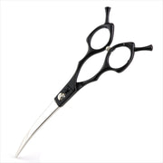 FnLune 440C 6.5 Inch Semi - Black Double Curved Handle Hairdressing Scissors Hairdressing Scissors Flat Scissors Bangs Scissors Dental Scissors Thinning - FnLune