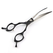FnLune 440C 6.5 Inch Semi - Black Double Curved Handle Hairdressing Scissors Hairdressing Scissors Flat Scissors Bangs Scissors Dental Scissors Thinning - FnLune