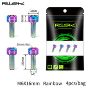 FnLune 4pcs/Set Bicycle M6x16mm M6x18mm M6x20mm Titanium Disc Brake Caliper Bolts Arm Crank Screws - FnLune