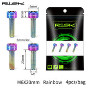 FnLune 4pcs/Set Bicycle M6x16mm M6x18mm M6x20mm Titanium Disc Brake Caliper Bolts Arm Crank Screws - FnLune