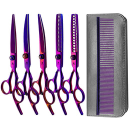 FnLune 5 Color 6.0 Inch Set of 5 Pet Grooming Shears - FnLune