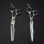 FnLune 6.0寸奈普森骷髅花柄个性 美发剪刀 理发剪 平剪 牙剪 - FnLune