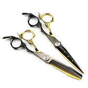 FnLune 6.0 Black Gold 440C Hairdressing Scissors Straight Scissors Dental - FnLune