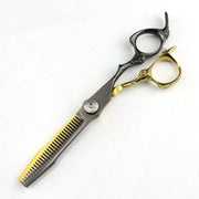 FnLune 6.0 Black Gold 440C Hairdressing Scissors Straight Scissors Dental - FnLune