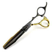 FnLune 6.0’ Black Gold Double Sided Sword Back Hairdressing Scissors - FnLune