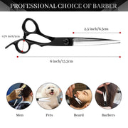 FnLune 6.0’ Black Hairdressing Scissors Hairdressing Scissors Flat Scissors Bangs Scissors Dental Scissors Thinning Scissors - FnLune