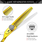 FnLune 6.0 Black lacquered hairdressing scissors Hairdressing scissors Flat scissors Bangs scissors Dental scissors Thinning scissors - FnLune