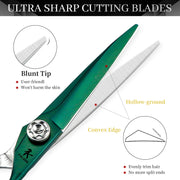 FnLune 6.0 Bright green CNC blades Hairdressing scissors Haircutting - FnLune