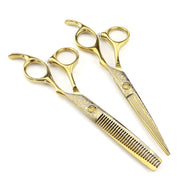 FnLune 6.0’ Gold Damascus Hairdressing Scissors Barber Scissors Dental Scissors - FnLune
