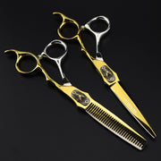 FnLune 6.0 inch Bright Gold Spearhead Hairdressing Scissors - FnLune