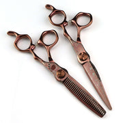 FnLune 6.0 Inch Bronze Gold Coloured Steel Damascus Hairdressing Scissors - FnLune
