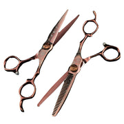 FnLune 6.0 Inch Bronze Gold Coloured Steel Damascus Hairdressing Scissors - FnLune