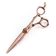 FnLune 6.0 Inch Bronze Gold Coloured Steel Damascus Hairdressing Scissors - FnLune