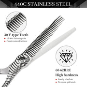 FnLune 6.0 Serpentine Shank CNC Engraving Bits Hairdressing Scissors Barber Shears - FnLune