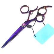 FnLune 6.0’ Swivel Handle Slewing Purple Left Handed Scissors Flat Scissors - FnLune