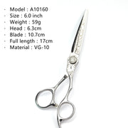 FnLune 6.0inch VG - 10 Professional Hairdressing Scissors Salon Barber - FnLune