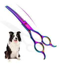 FnLune 6.5 Colour Pet Curved Tooth Clippers Curved Clippers Pet Trimming Clippers Thinning Clippers - FnLune